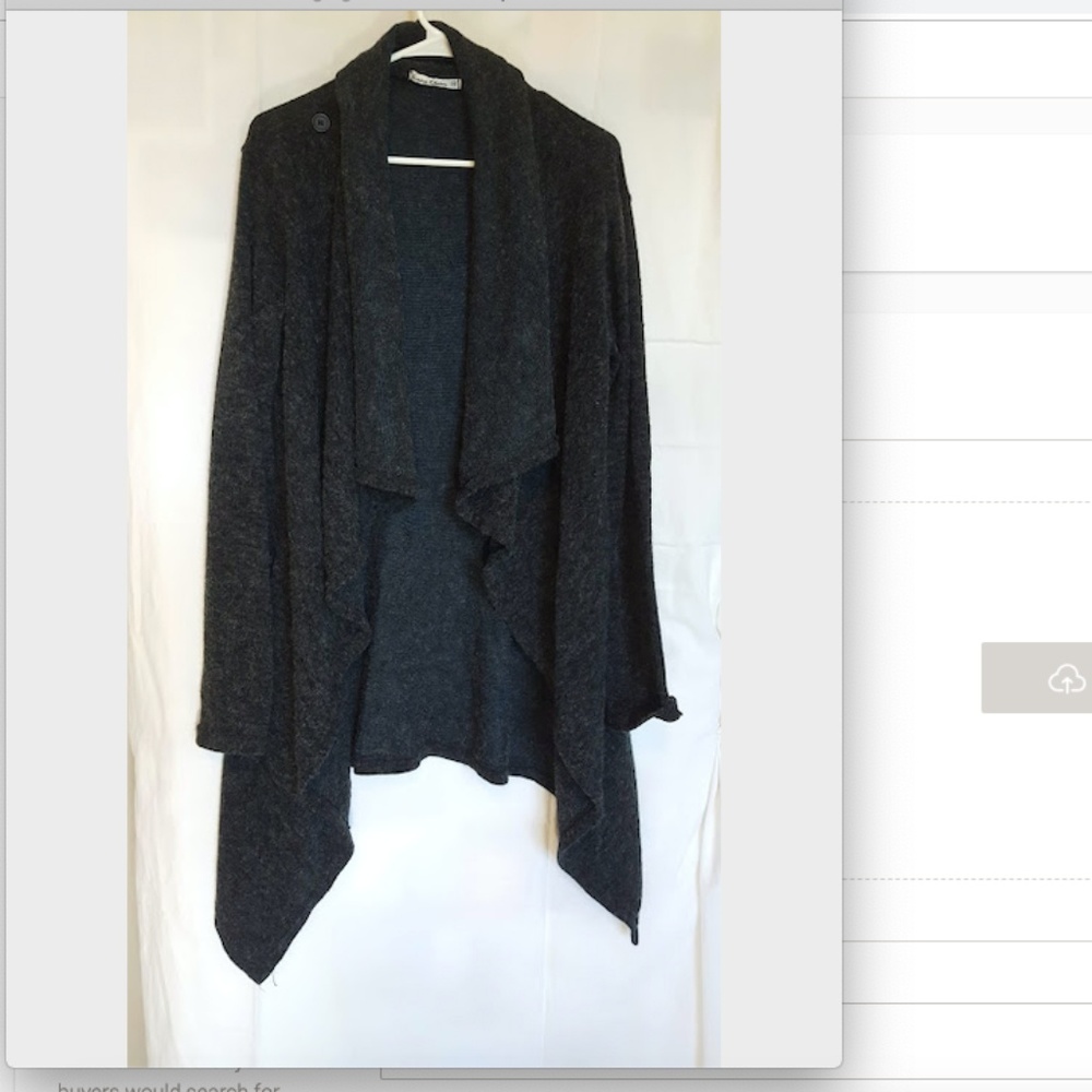 Gray Knit Button-Up Cowl Neck Sweater